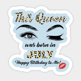 This Queen Was Born In July Leopard Pattern Sticker